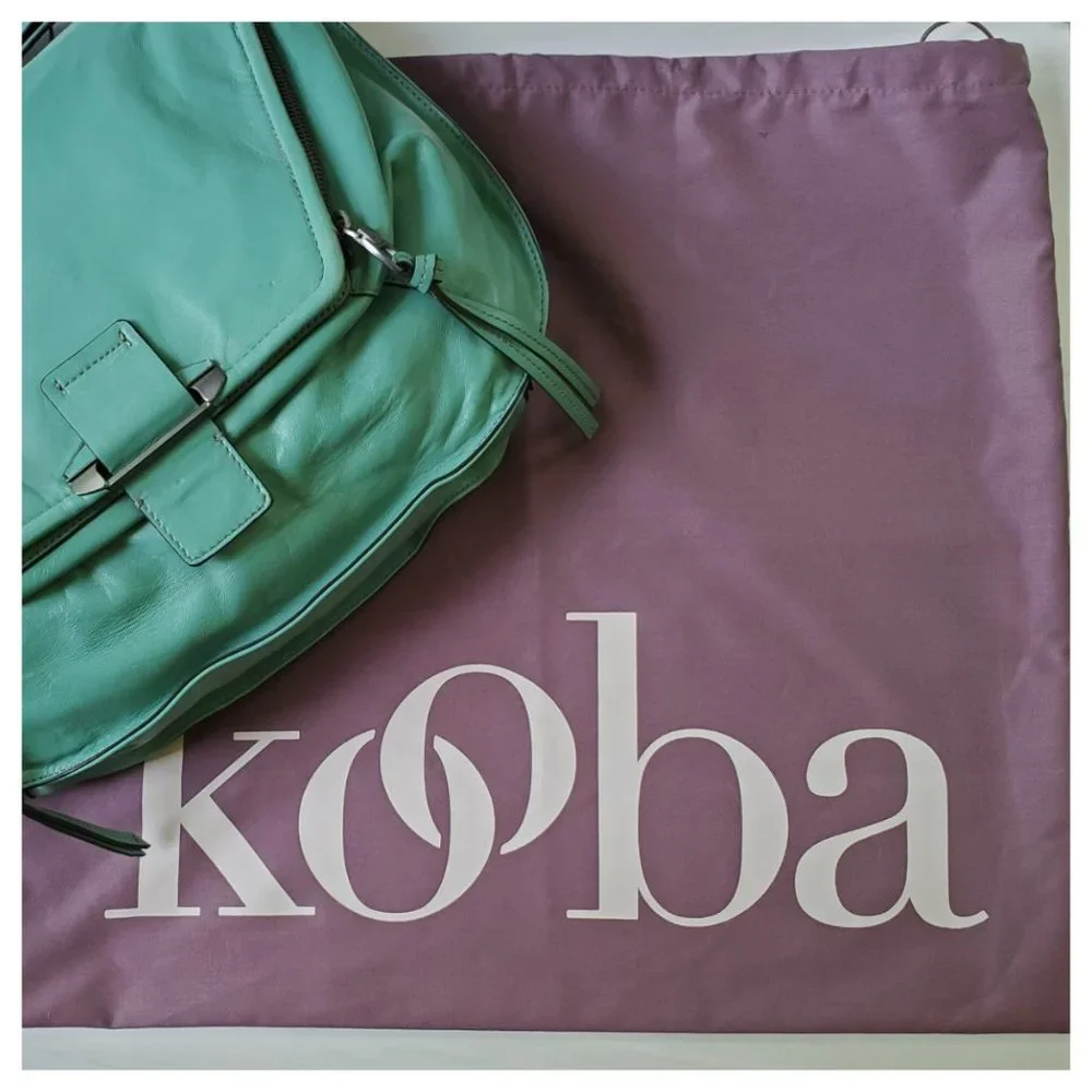 NWT Kooba Leroy Leather Cross Body Bag in Sea Glass blue teal - Picture 13 of 16